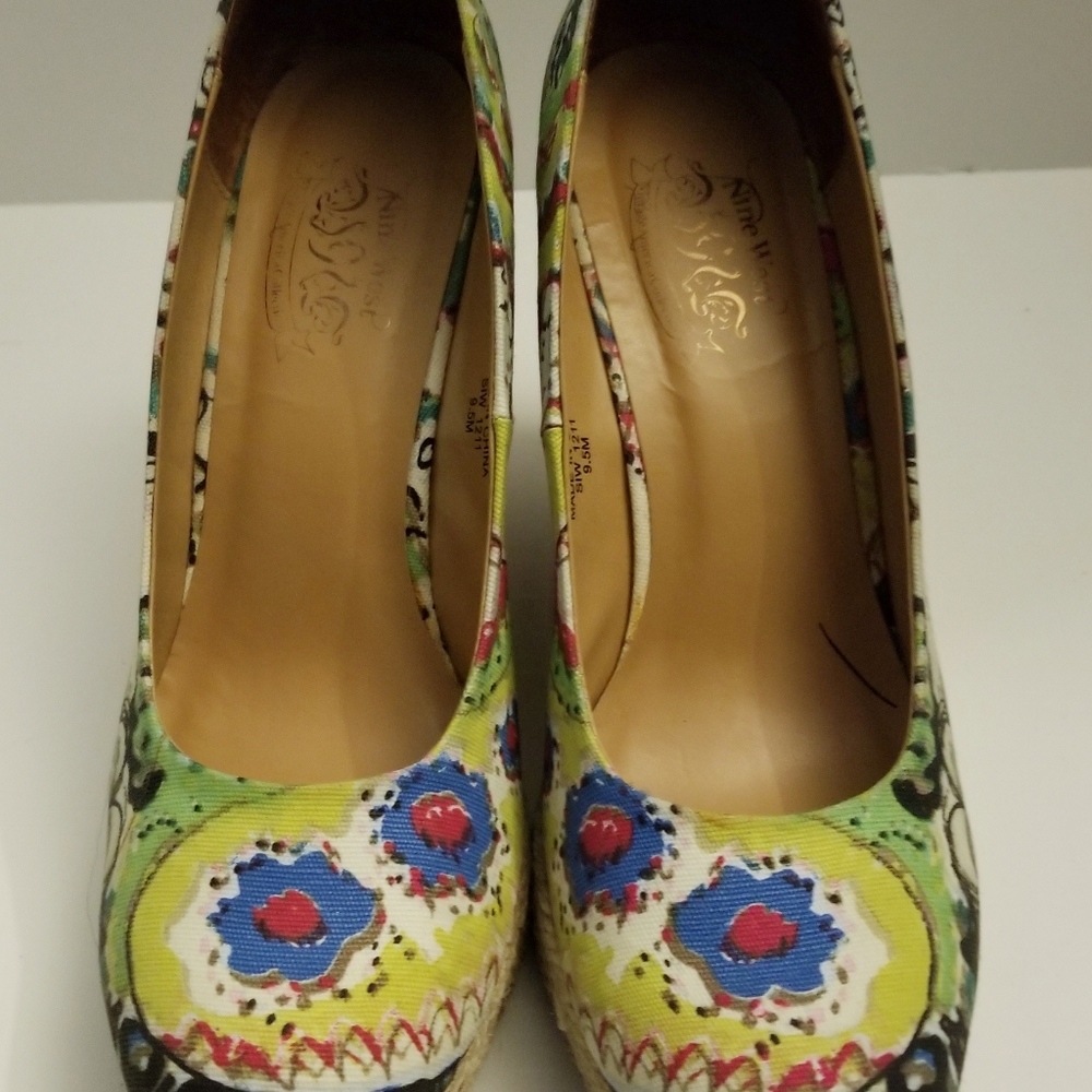 Nine West Floral Canvas Jute Espadrille Wedege